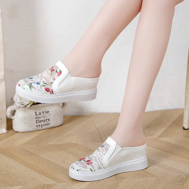 Flat Bottom Breathable Mesh Lazy Sandals