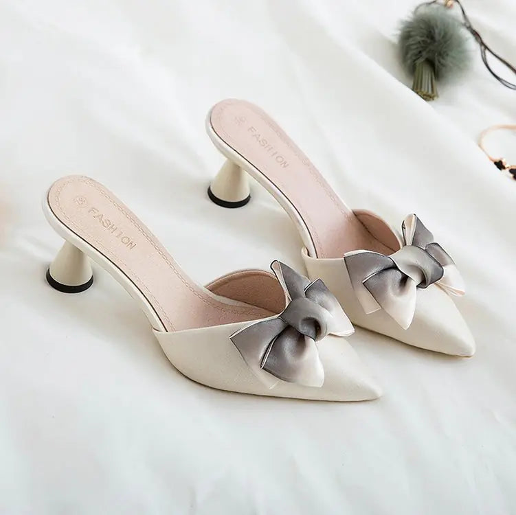 Pointed-Toe Bowknot High Heel Sandals for Women