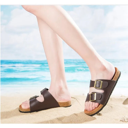 Buckle Flat Cork Sandals