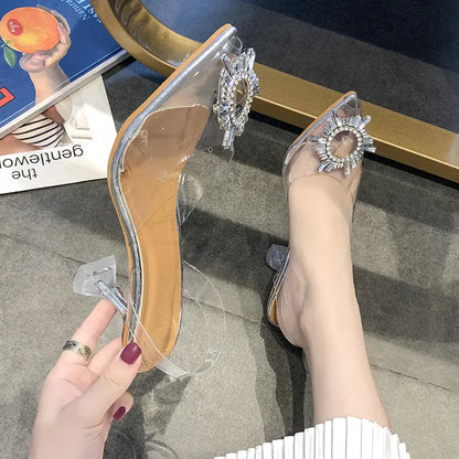 Rhinestone High Heels with Pointed Toe Stiletto Design
