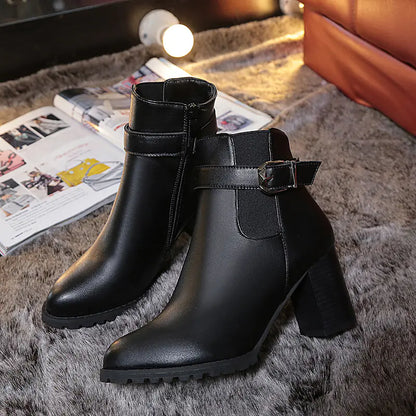 Women's High Heel Martin Boots - Chunky Heel