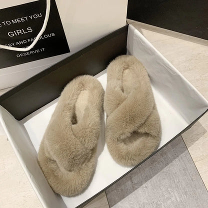 Plush Fox Indoor Slippers for Women