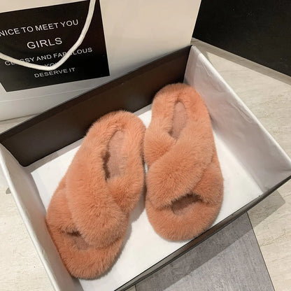 Plush Fox Indoor Slippers for Women