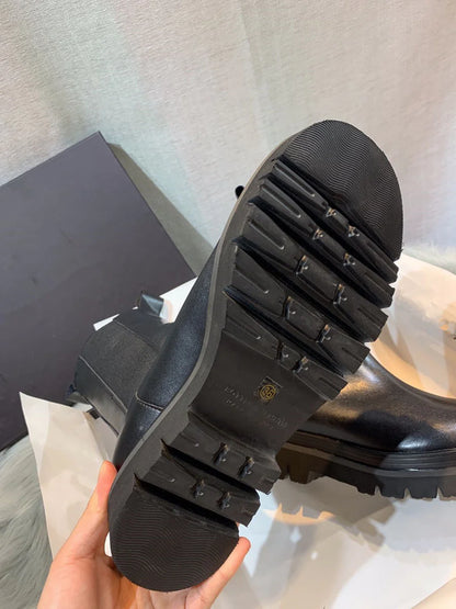 Leather Martin Boots with Thick Sole