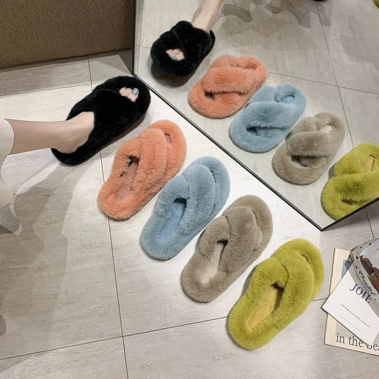 Plush Fox Indoor Slippers for Women