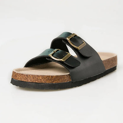 Buckle Flat Cork Sandals