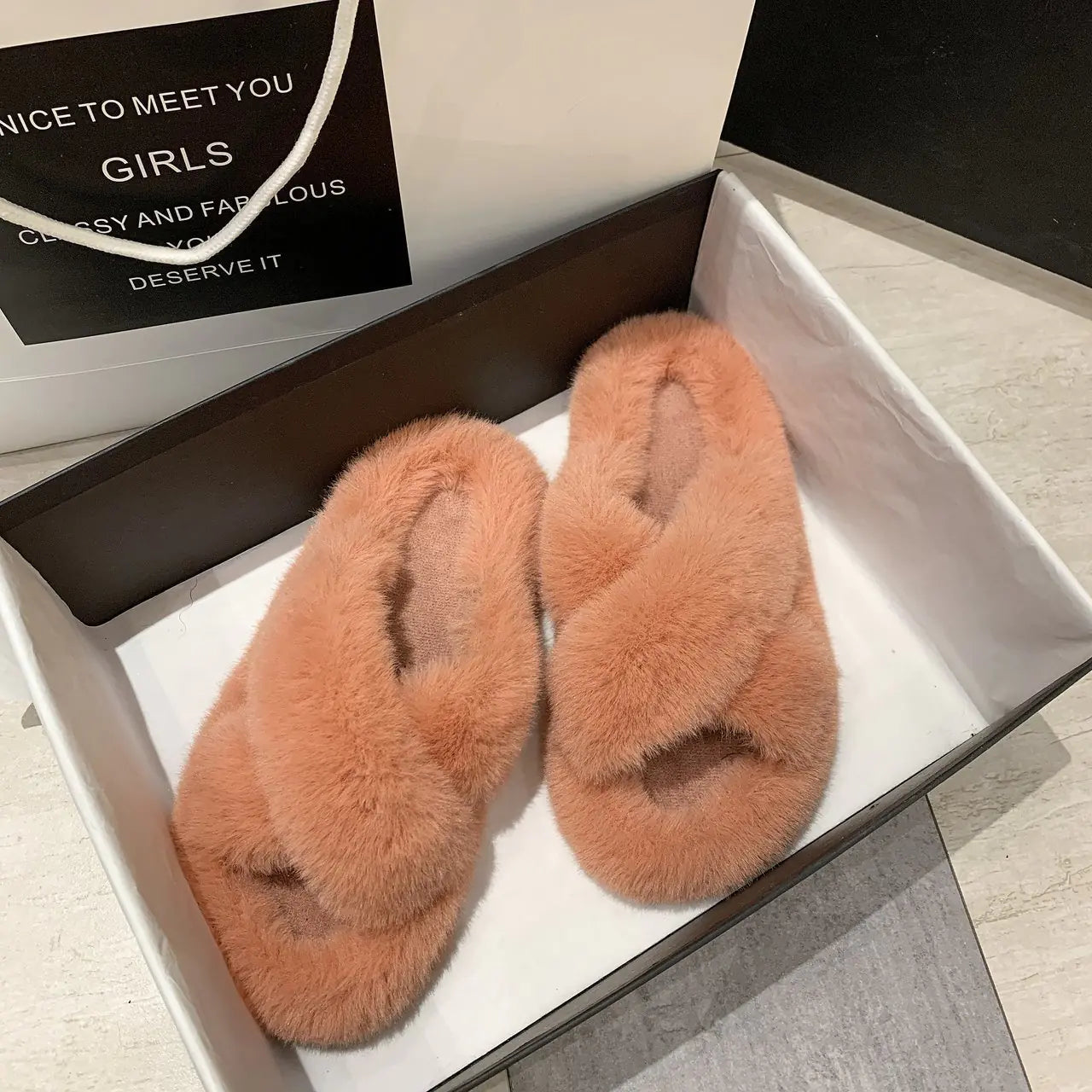 Plush Fox Indoor Slippers for Women