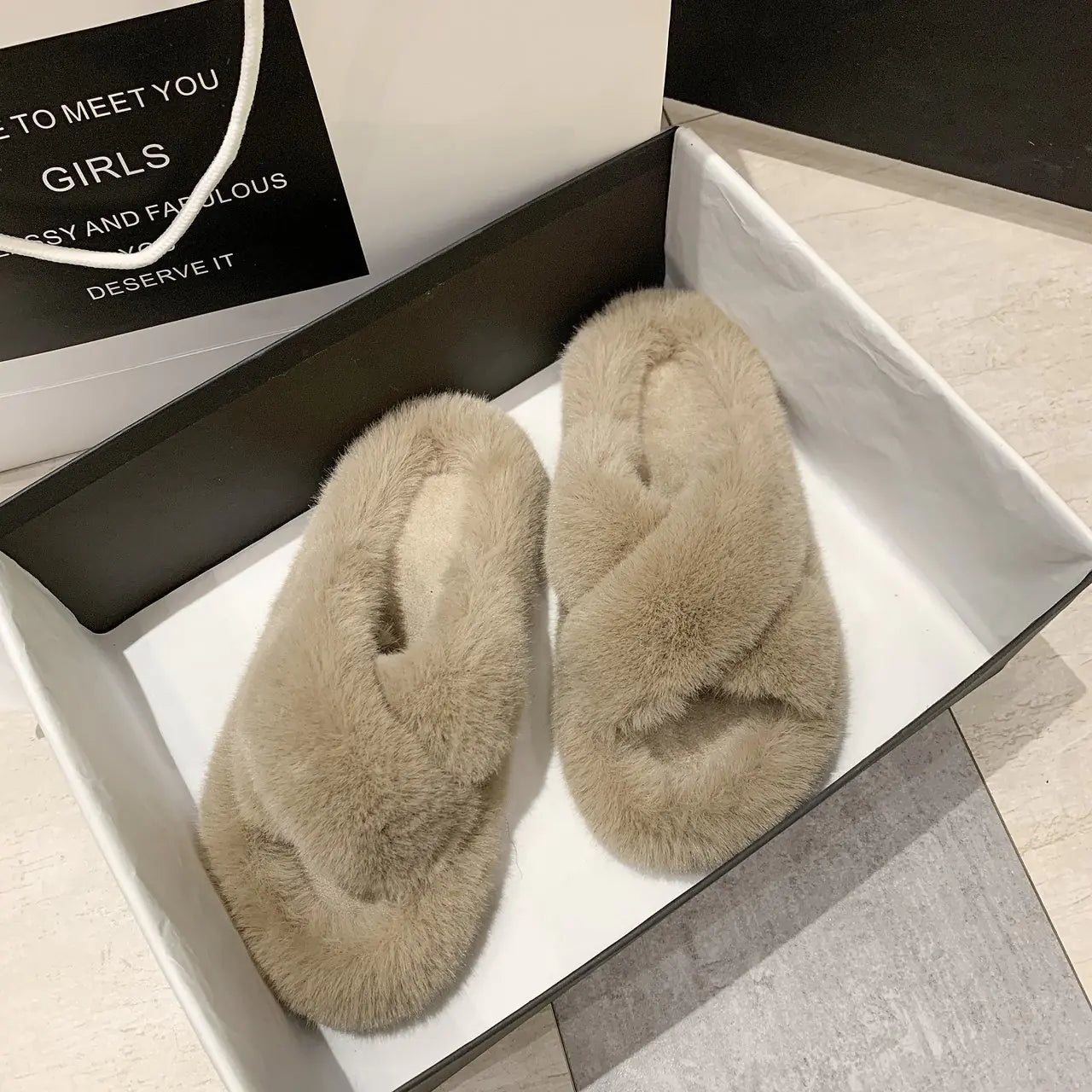 Plush Fox Indoor Slippers for Women