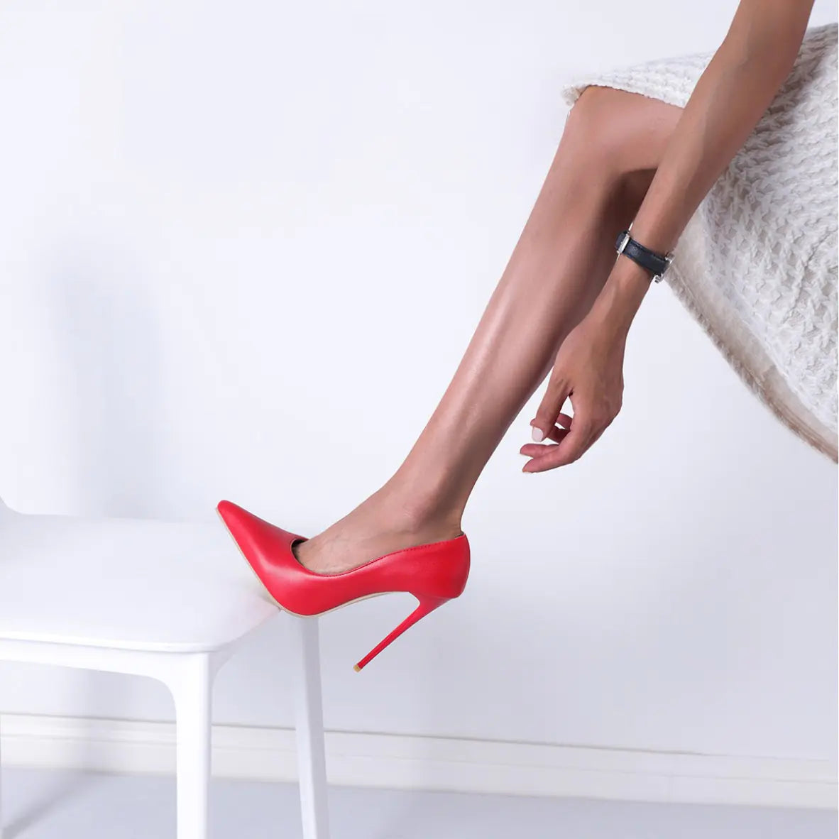 Pointed Toe Matte High Heels with 12cm Stiletto