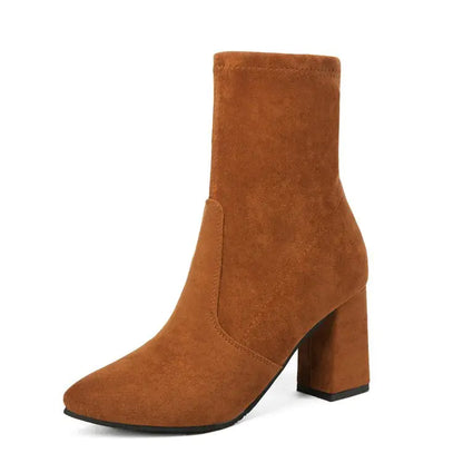 Women's Chunky Heel Ankle Boots - Martin Style